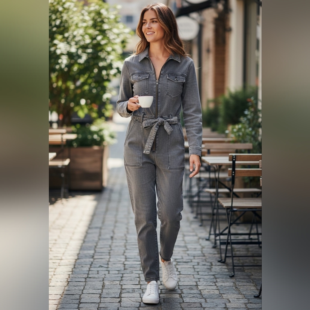 Universal Thread | Grey Denim Utility Zip-Front Jumpsuit - 2
